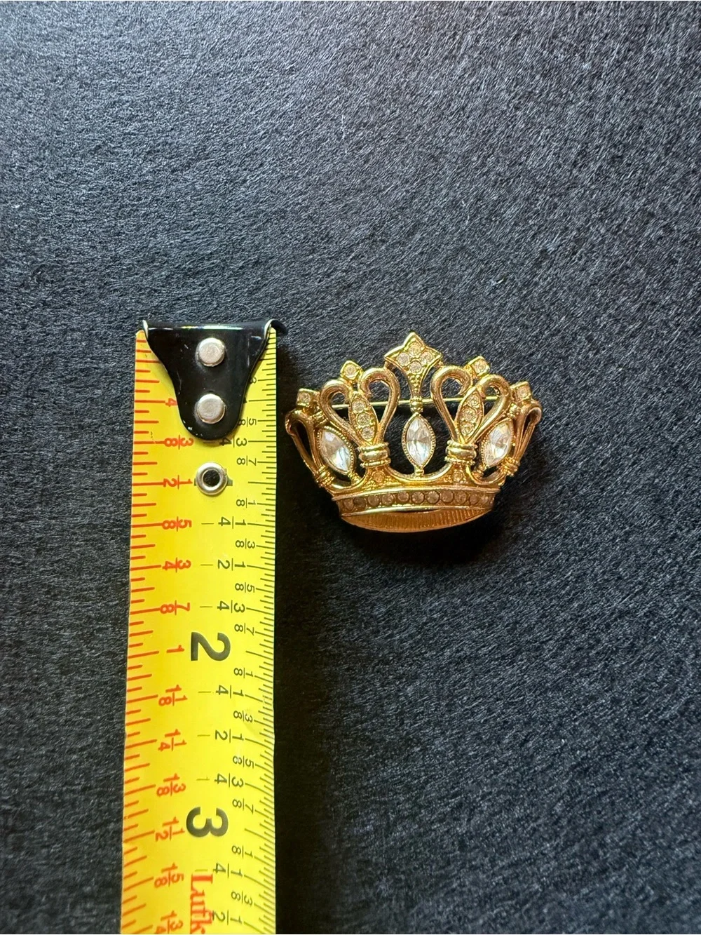 Vintage Avon Rhinestone Crown Brooch Gold Tone Tiara Royalty Pin